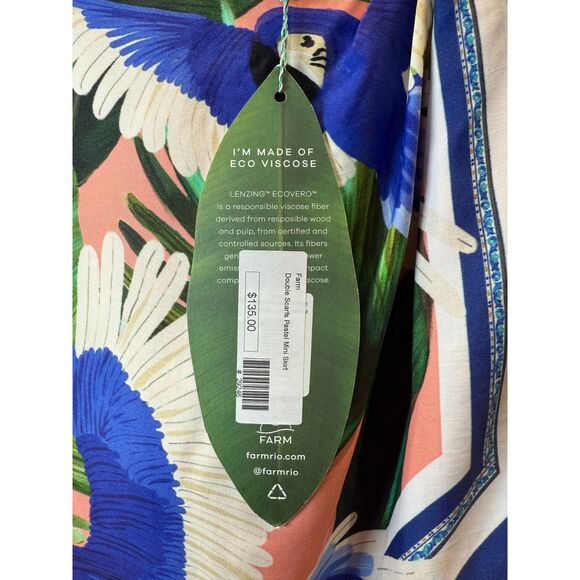 Farm Rio NWT Double Scarfs Pastel Mini Skirt Women’s Size Small Eco Viscose - Picture 5 of 11